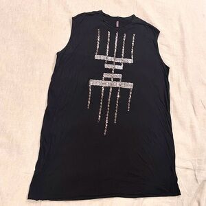 Rick Owens S17 Sequin Embroidered Lilies Runway Tank Top